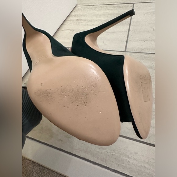 Miu Miu - Green Suede - Peep Toe Lace Up Mule heel - size 38.5 - EUC - Picture 5 of 10